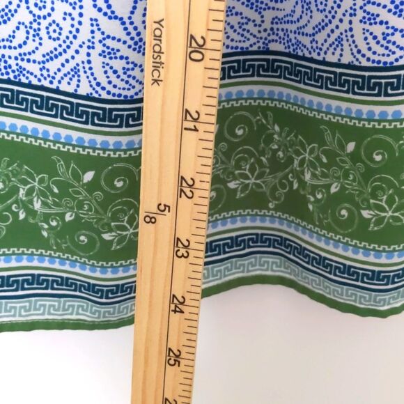 Women's Dalia Blue White Green Paisley Sleeveless Summer V Neck Blouse Size L - Picture 5 of 7